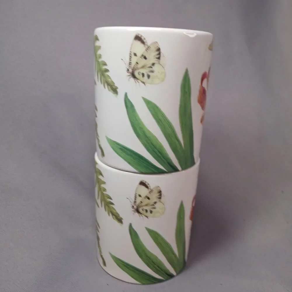 2 Spode Floral Haven Coffee Mugs Tea Cups Orange Lily Imperialware Vintage 2004